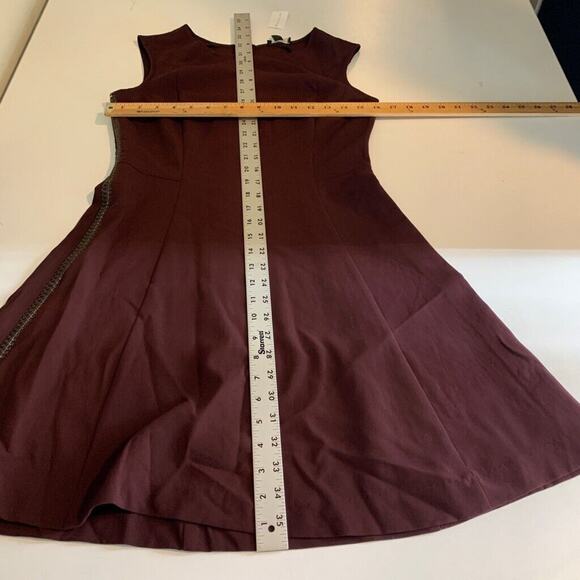 Ann Taylor Dress Womens 2 Deep Burgundy Faux Leather Side Braided Back Zip Shift - Picture 9 of 16